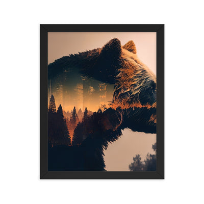 Bär und Bäume Illustration - Premium Poster mit Rahmen camping xxx 27.9 x 35.6 cm