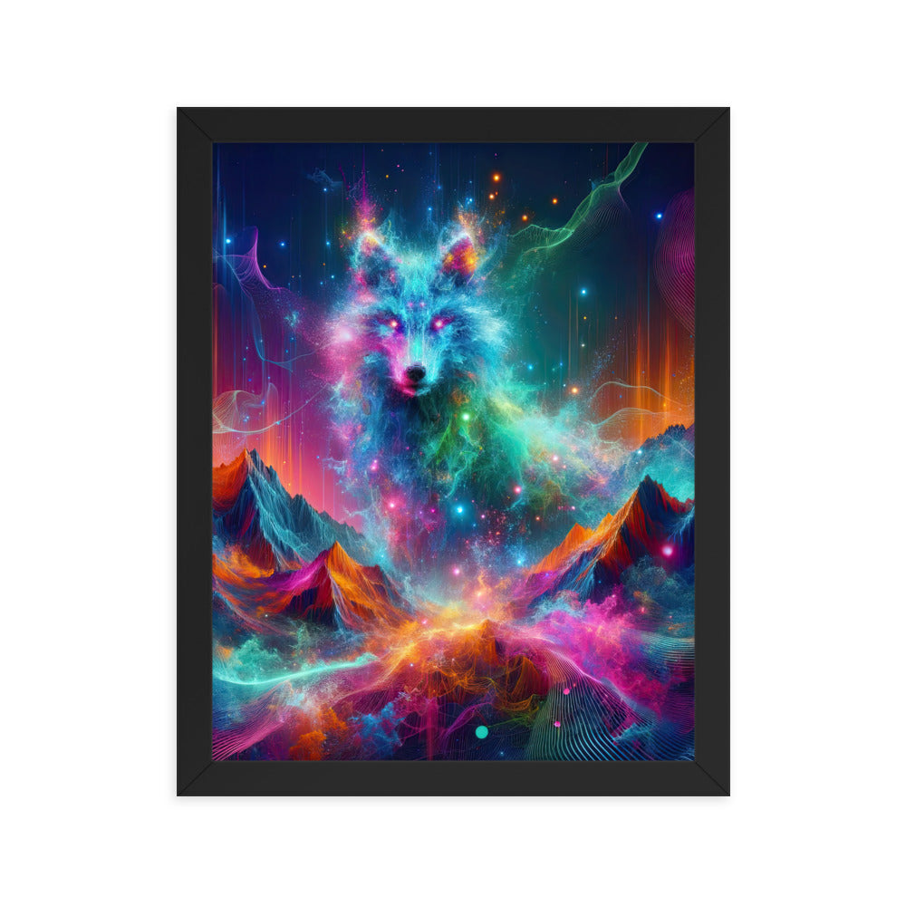 Alpen und Wolf: Lebendige Farben und schimmernde Lichtpartikel (AN) - Premium Poster mit Rahmen xxx yyy zzz 27.9 x 35.6 cm