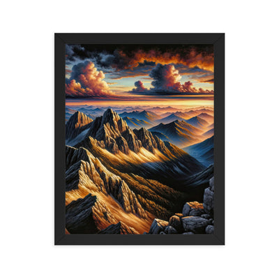 Alpen in Abenddämmerung: Acrylgemälde mit beleuchteten Berggipfeln - Premium Poster mit Rahmen berge xxx yyy zzz 27.9 x 35.6 cm