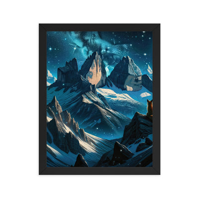 Fuchs in Alpennacht: Digitale Kunst der eisigen Berge im Mondlicht - Premium Poster mit Rahmen camping xxx yyy zzz 27.9 x 35.6 cm