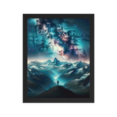 Alpennacht mit Milchstraße: Digitale Kunst mit Bergen und Sternenhimmel - Premium Poster mit Rahmen wandern xxx yyy zzz 27.9 x 35.6 cm