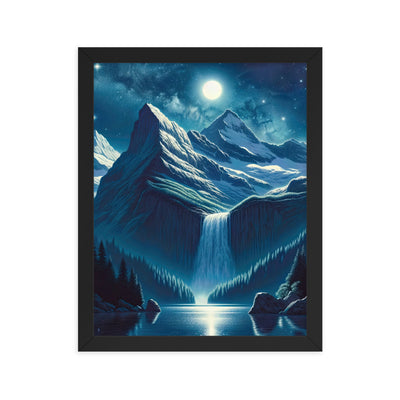Legendäre Alpennacht, Mondlicht-Berge unter Sternenhimmel - Premium Poster mit Rahmen berge xxx yyy zzz 27.9 x 35.6 cm
