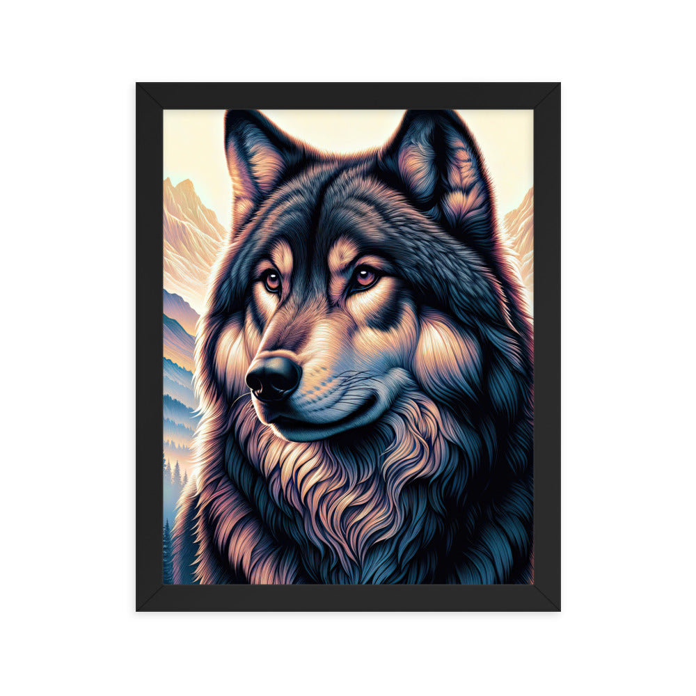 Majestätischer, glänzender Wolf in leuchtender Illustration (AN) - Premium Poster mit Rahmen xxx yyy zzz 27.9 x 35.6 cm