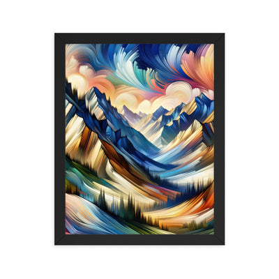 Alpen in abstrakter Expressionismus-Manier, wilde Pinselstriche - Premium Poster mit Rahmen berge xxx yyy zzz 27.9 x 35.6 cm