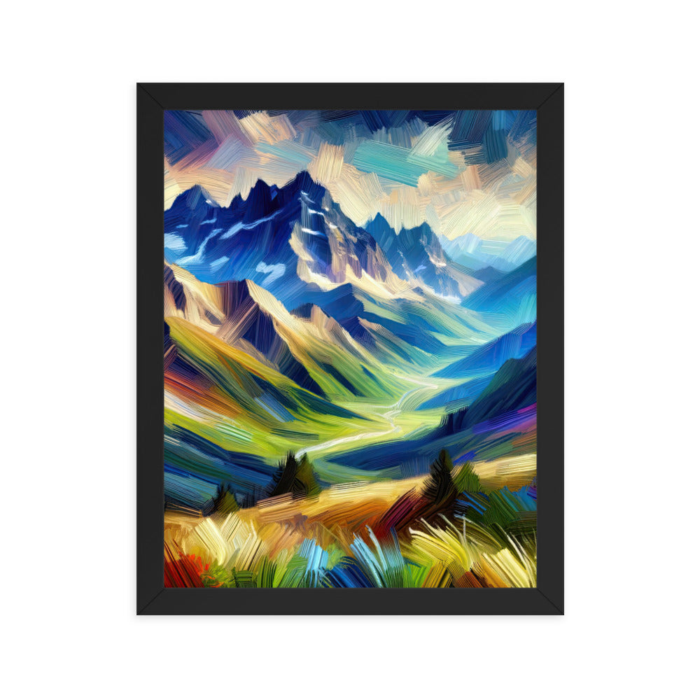 Impressionistische Alpen, lebendige Farbtupfer und Lichteffekte - Premium Poster mit Rahmen berge xxx yyy zzz 27.9 x 35.6 cm