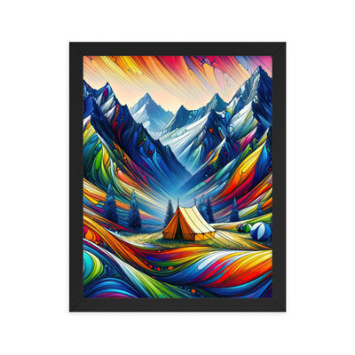 Surreale Alpen in abstrakten Farben, dynamische Formen der Landschaft - Premium Poster mit Rahmen camping xxx yyy zzz 27.9 x 35.6 cm