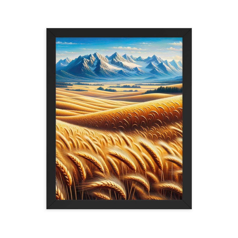 Ölgemälde eines weiten bayerischen Weizenfeldes, golden im Wind (TR) - Premium Poster mit Rahmen xxx yyy zzz 27.9 x 35.6 cm