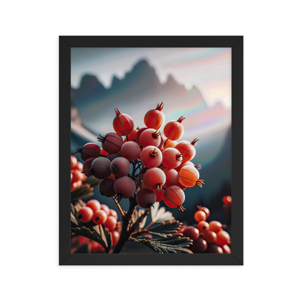 Foto einer Gruppe von Alpenbeeren mit kräftigen Farben und detaillierten Texturen - Premium Poster mit Rahmen berge xxx yyy zzz 27.9 x 35.6 cm