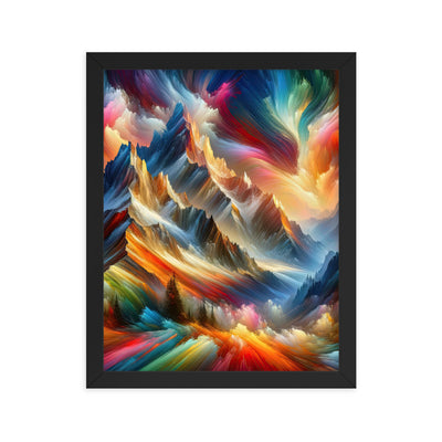 Lebendige abstrakte Alpendarstellung in populärem Kunststil - Premium Poster mit Rahmen berge xxx yyy zzz 27.9 x 35.6 cm