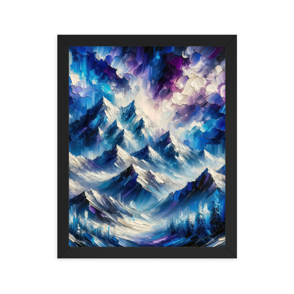 Alpenabstraktion mit dramatischem Himmel in Öl - Premium Poster mit Rahmen berge xxx yyy zzz 27.9 x 35.6 cm
