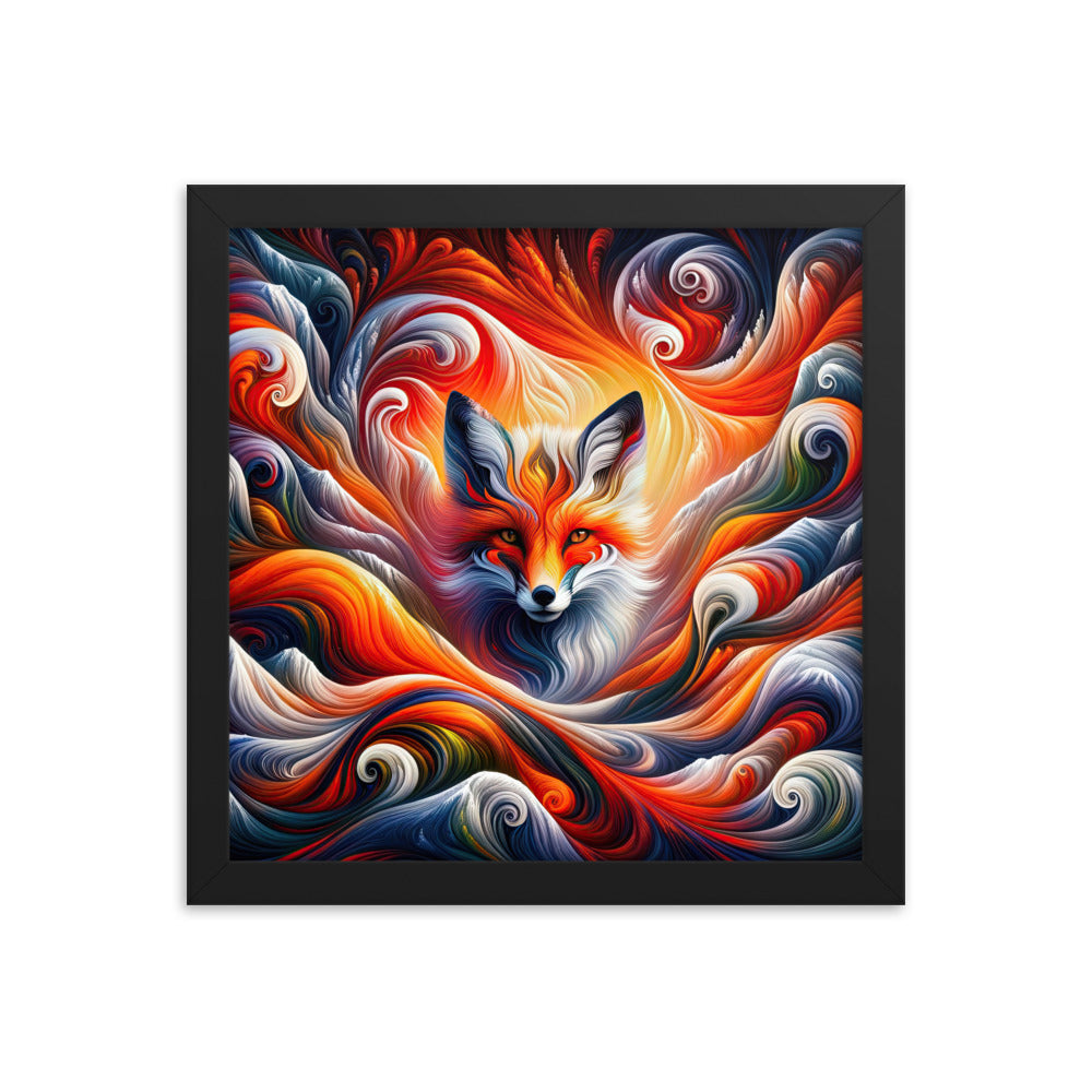 Abstraktes Kunstwerk, das den Geist der Alpen verkörpert. Leuchtender Fuchs in den Farben Orange, Rot, Weiß - Enhanced Matte Paper camping xxx yyy zzz 30.5 x 30.5 cm