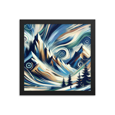 Abstrakte Kunst, die die Essenz der Alpen einfängt. Kräftige Pinselstriche stellen Gipfel und Muster dar - Enhanced Matte Paper Framed berge xxx yyy zzz 30.5 x 30.5 cm