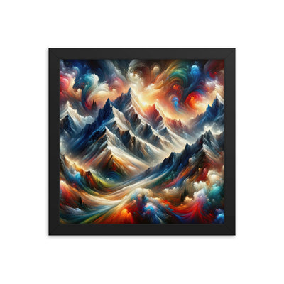 Expressionistische Alpen, Berge: Gemälde mit Farbexplosion - Premium Poster mit Rahmen berge xxx yyy zzz 30.5 x 30.5 cm