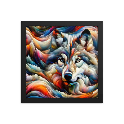 Abstrakte Kunst der Alpen mit einem Wolf. Chaotischer Tanz aus Farben und Formen. Surreale Landschaft (AN) - Enhanced Matte Paper Framed xxx yyy zzz 30.5 x 30.5 cm