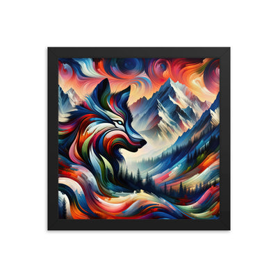 Abstrakte Kunst der Alpen mit majestätischer Wolfssilhouette. Lebendige, wirbelnde Farben, unvorhersehbare Muster (AN) - Enhanced Matte xxx yyy zzz 30.5 x 30.5 cm