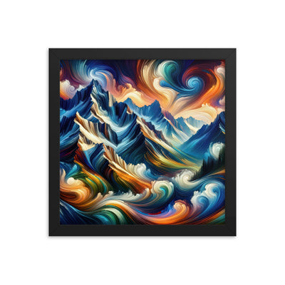 Abstrakte Kunst der Alpen mit lebendigen Farben und wirbelnden Mustern, majestätischen Gipfel und Täler - Enhanced Matte Paper Framed berge xxx yyy zzz 30.5 x 30.5 cm