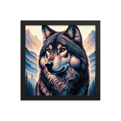 Majestätischer, glänzender Wolf in leuchtender Illustration (AN) - Premium Poster mit Rahmen xxx yyy zzz 30.5 x 30.5 cm