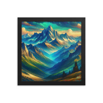 Atemberaubende alpine Komposition mit majestätischen Gipfeln und Tälern - Premium Poster mit Rahmen berge xxx yyy zzz 30.5 x 30.5 cm