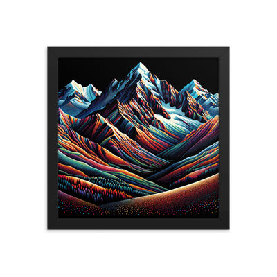 Pointillistische Darstellung der Alpen, Farbpunkte formen die Landschaft - Premium Poster mit Rahmen berge xxx yyy zzz 30.5 x 30.5 cm