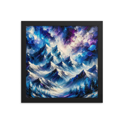 Alpenabstraktion mit dramatischem Himmel in Öl - Premium Poster mit Rahmen berge xxx yyy zzz 30.5 x 30.5 cm