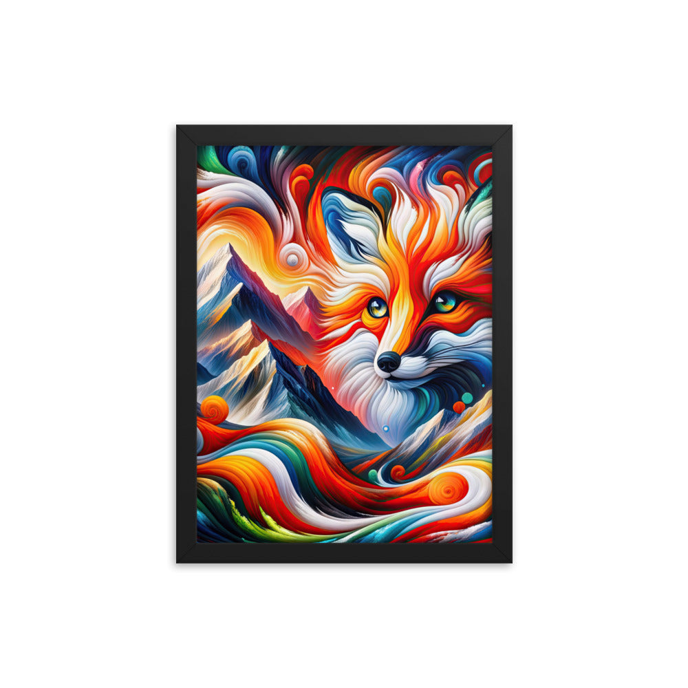 Abstrakte Kunst der Alpen voller lebendiger Farben und dynamischer Bewegung. Es dominiert ein farbiger Fuchs - Enhanced Matte Paper camping xxx yyy zzz 30.5 x 40.6 cm