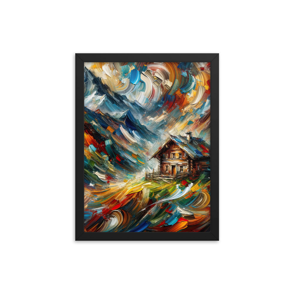 Expressionistisches Farbchaos der Alpen und Schönheit der Berge - Abstrakt - Premium Poster mit Rahmen berge xxx yyy zzz 30.5 x 40.6 cm