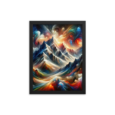 Expressionistische Alpen, Berge: Gemälde mit Farbexplosion - Premium Poster mit Rahmen berge xxx yyy zzz 30.5 x 40.6 cm