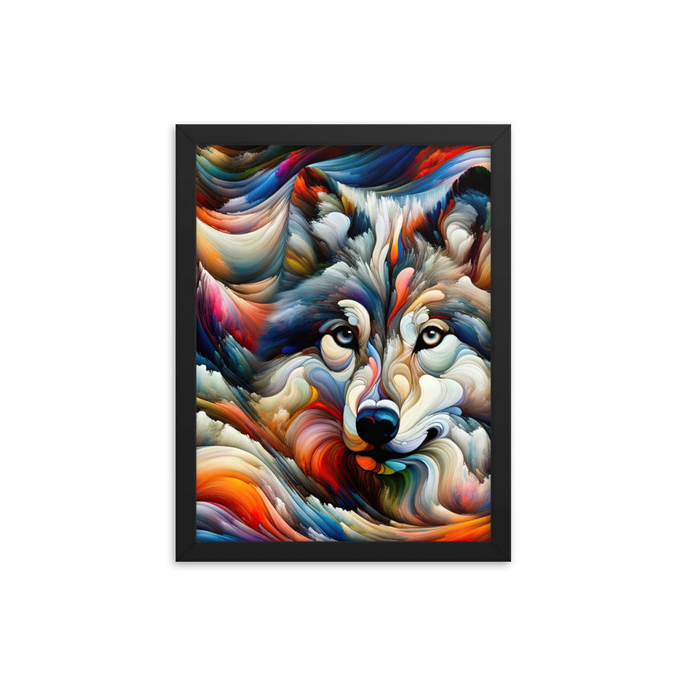 Abstrakte Kunst der Alpen mit einem Wolf. Chaotischer Tanz aus Farben und Formen. Surreale Landschaft (AN) - Enhanced Matte Paper Framed xxx yyy zzz 30.5 x 40.6 cm