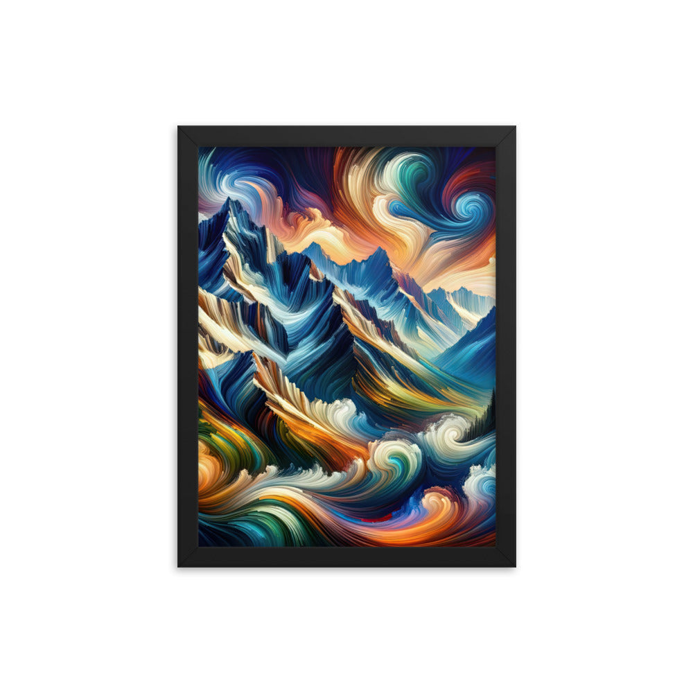 Abstrakte Kunst der Alpen mit lebendigen Farben und wirbelnden Mustern, majestätischen Gipfel und Täler - Enhanced Matte Paper Framed berge xxx yyy zzz 30.5 x 40.6 cm