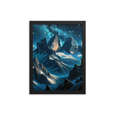 Fuchs in Alpennacht: Digitale Kunst der eisigen Berge im Mondlicht - Premium Poster mit Rahmen camping xxx yyy zzz 30.5 x 40.6 cm