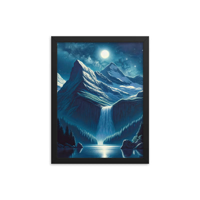 Legendäre Alpennacht, Mondlicht-Berge unter Sternenhimmel - Premium Poster mit Rahmen berge xxx yyy zzz 30.5 x 40.6 cm