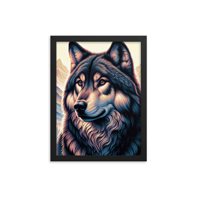 Majestätischer, glänzender Wolf in leuchtender Illustration (AN) - Premium Poster mit Rahmen xxx yyy zzz 30.5 x 40.6 cm