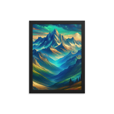 Atemberaubende alpine Komposition mit majestätischen Gipfeln und Tälern - Premium Poster mit Rahmen berge xxx yyy zzz 30.5 x 40.6 cm