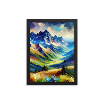 Impressionistische Alpen, lebendige Farbtupfer und Lichteffekte - Premium Poster mit Rahmen berge xxx yyy zzz 30.5 x 40.6 cm