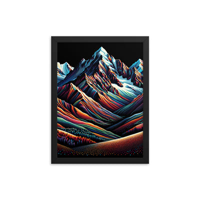 Pointillistische Darstellung der Alpen, Farbpunkte formen die Landschaft - Premium Poster mit Rahmen berge xxx yyy zzz 30.5 x 40.6 cm