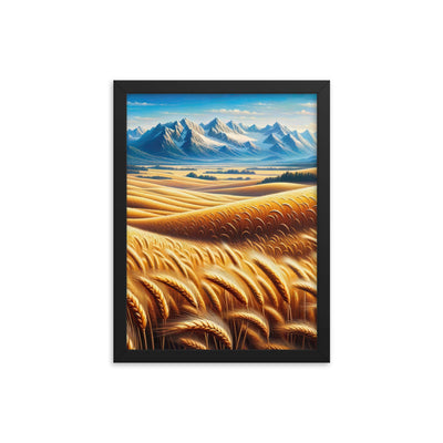 Ölgemälde eines weiten bayerischen Weizenfeldes, golden im Wind (TR) - Premium Poster mit Rahmen xxx yyy zzz 30.5 x 40.6 cm