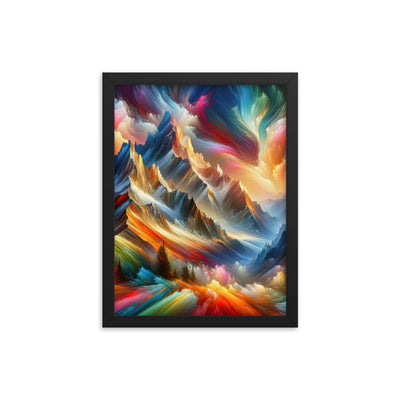 Lebendige abstrakte Alpendarstellung in populärem Kunststil - Premium Poster mit Rahmen berge xxx yyy zzz 30.5 x 40.6 cm