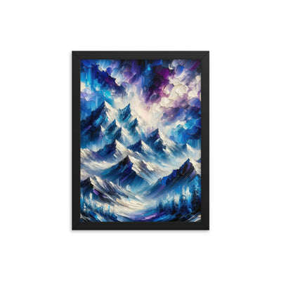 Alpenabstraktion mit dramatischem Himmel in Öl - Premium Poster mit Rahmen berge xxx yyy zzz 30.5 x 40.6 cm