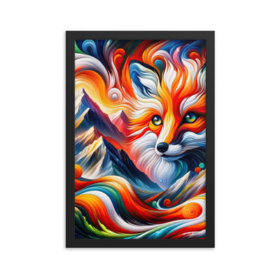Abstrakte Kunst der Alpen voller lebendiger Farben und dynamischer Bewegung. Es dominiert ein farbiger Fuchs - Enhanced Matte Paper camping xxx yyy zzz 30.5 x 45.7 cm