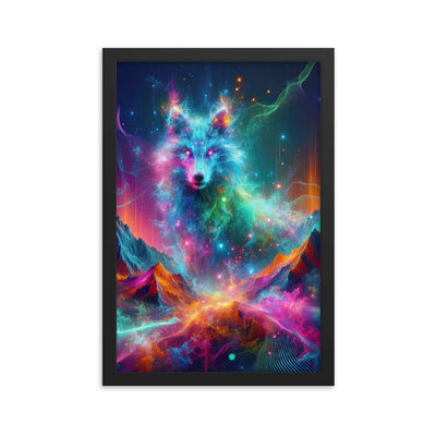 Alpen und Wolf: Lebendige Farben und schimmernde Lichtpartikel (AN) - Premium Poster mit Rahmen xxx yyy zzz 30.5 x 45.7 cm