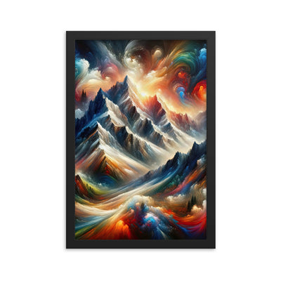 Expressionistische Alpen, Berge: Gemälde mit Farbexplosion - Premium Poster mit Rahmen berge xxx yyy zzz 30.5 x 45.7 cm