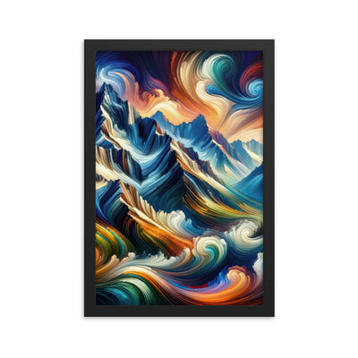 Abstrakte Kunst der Alpen mit lebendigen Farben und wirbelnden Mustern, majestätischen Gipfel und Täler - Enhanced Matte Paper Framed berge xxx yyy zzz 30.5 x 45.7 cm