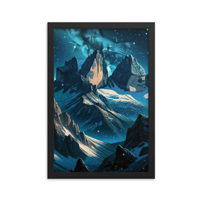 Fuchs in Alpennacht: Digitale Kunst der eisigen Berge im Mondlicht - Premium Poster mit Rahmen camping xxx yyy zzz 30.5 x 45.7 cm