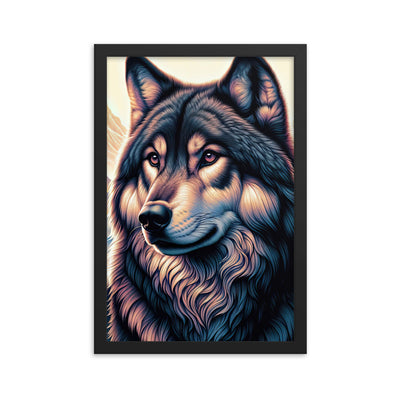Majestätischer, glänzender Wolf in leuchtender Illustration (AN) - Premium Poster mit Rahmen xxx yyy zzz 30.5 x 45.7 cm