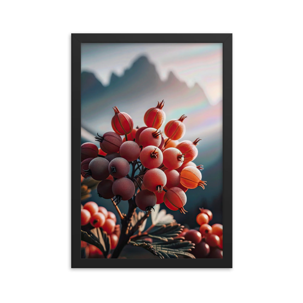 Foto einer Gruppe von Alpenbeeren mit kräftigen Farben und detaillierten Texturen - Premium Poster mit Rahmen berge xxx yyy zzz 30.5 x 45.7 cm