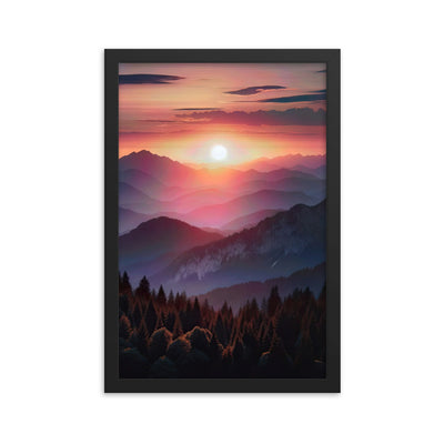 Foto der Alpenwildnis beim Sonnenuntergang, Himmel in warmen Orange-Tönen - Premium Poster mit Rahmen berge xxx yyy zzz 30.5 x 45.7 cm