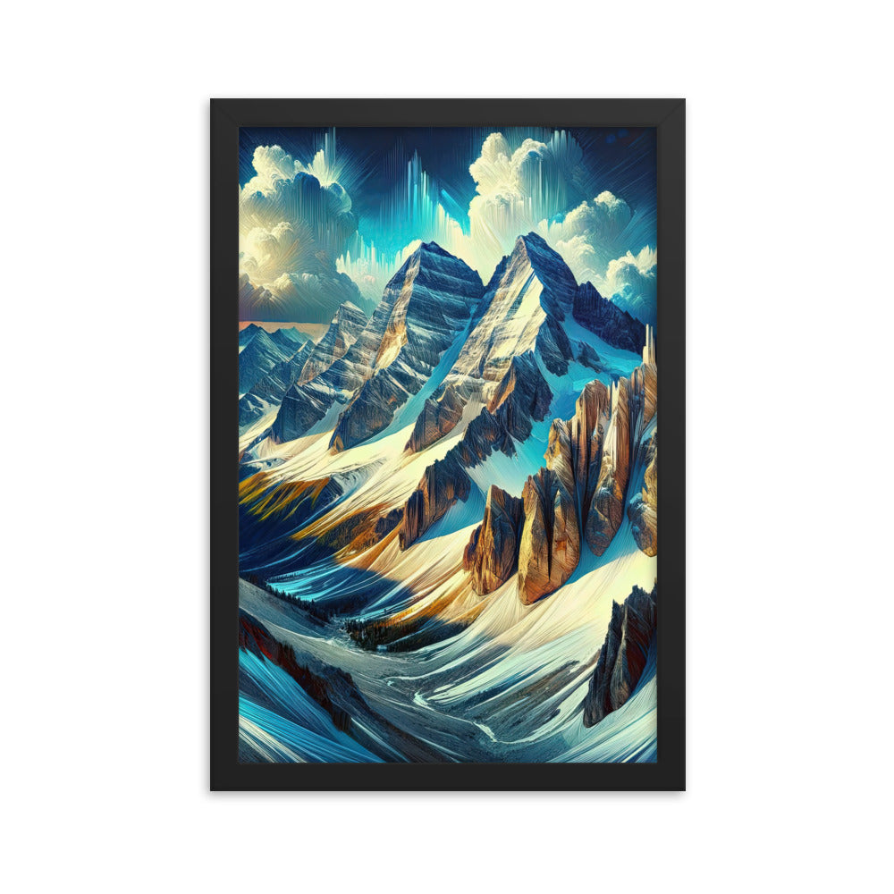 Majestätische Alpen in zufällig ausgewähltem Kunststil - Premium Poster mit Rahmen berge xxx yyy zzz 30.5 x 45.7 cm