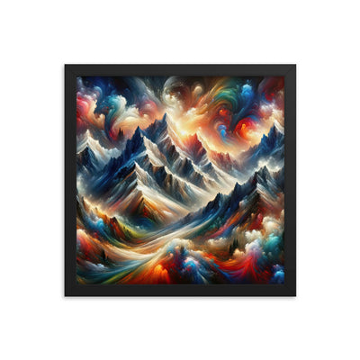 Expressionistische Alpen, Berge: Gemälde mit Farbexplosion - Premium Poster mit Rahmen berge xxx yyy zzz 35.6 x 35.6 cm