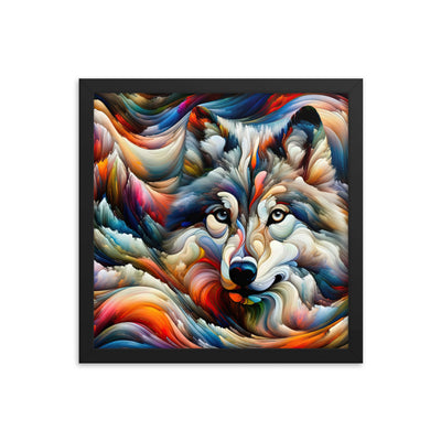 Abstrakte Kunst der Alpen mit einem Wolf. Chaotischer Tanz aus Farben und Formen. Surreale Landschaft (AN) - Enhanced Matte Paper Framed xxx yyy zzz 35.6 x 35.6 cm