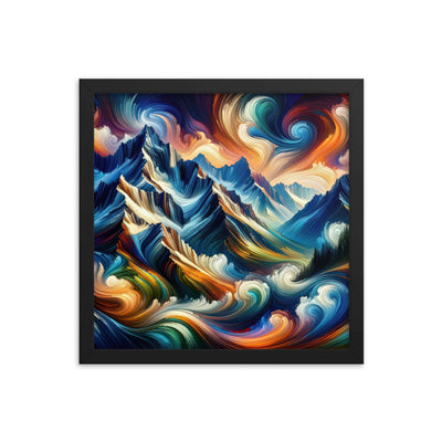 Abstrakte Kunst der Alpen mit lebendigen Farben und wirbelnden Mustern, majestätischen Gipfel und Täler - Enhanced Matte Paper Framed berge xxx yyy zzz 35.6 x 35.6 cm